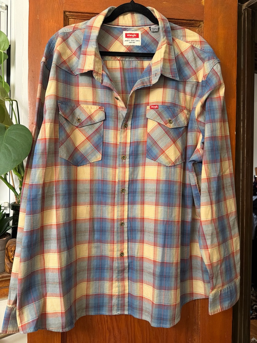 Wrangler Western Men’s 3XL Big Plaid Button Shirt With Pockets